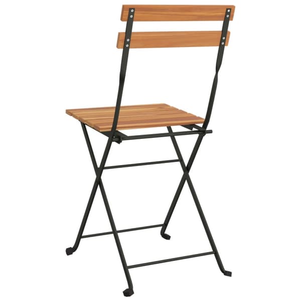 Hopfällbara caféstolar 4 st massiv teak och stål
