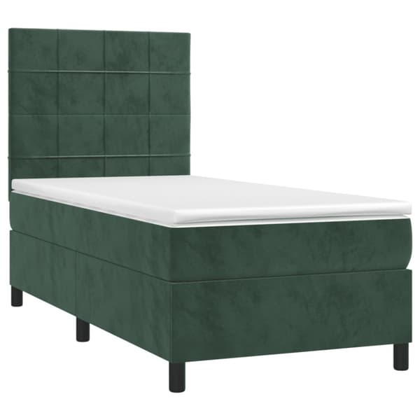 Ramsäng med madrass mörkgrön 90x200 cm sammet