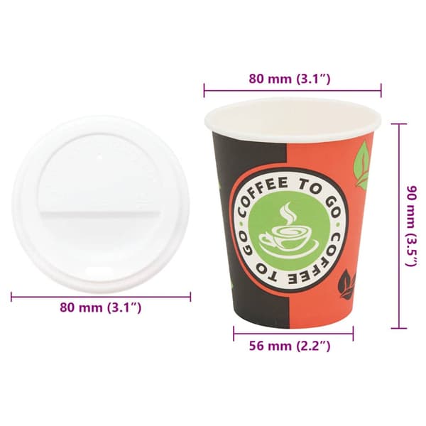Kaffekoppar i papper med lock 1000 st 8oz 240ml