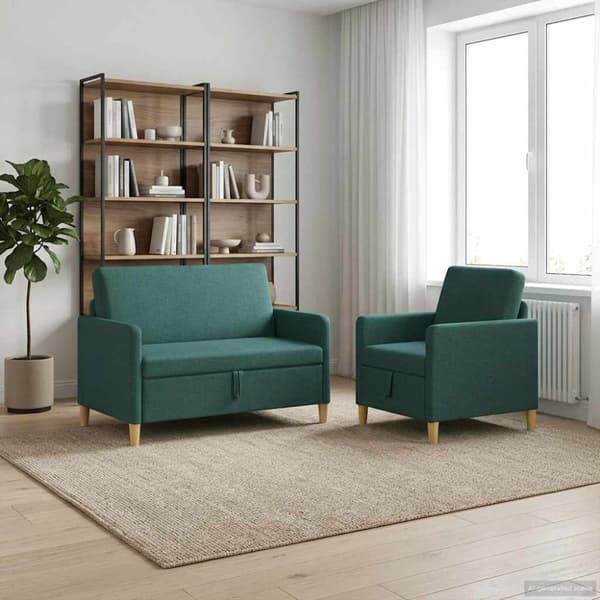 Soffgrupp med förvaring 2 st Mörkgrön Polyester