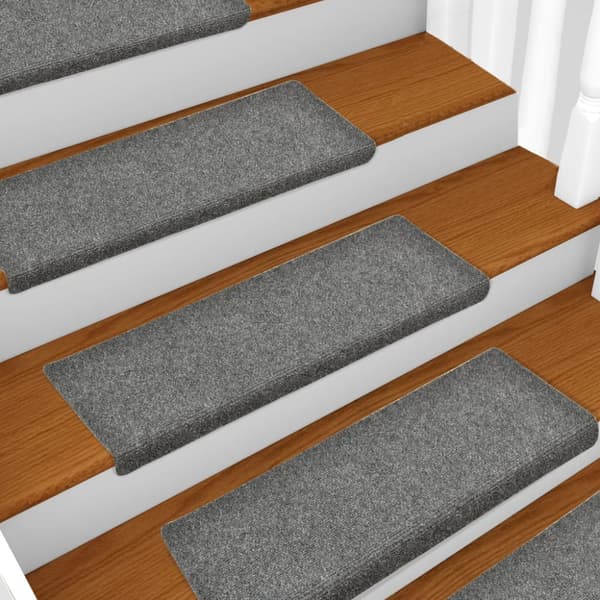 Trappmattor självhäftande 5 st 65x21x4 cm ljusgrå rektangulär kant