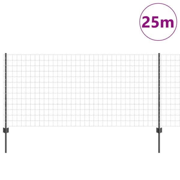 Stängsel med stolpe Grå 1 x 25 m Stål