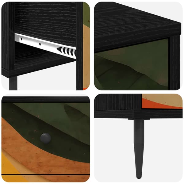 Kommode BONN Retro vågtryck 66 x 36,5 x 76 cm Konstruerat trä