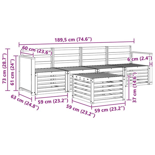 Utomhussoffset 5 pcs Naturlig Massivt Akaciaträ
