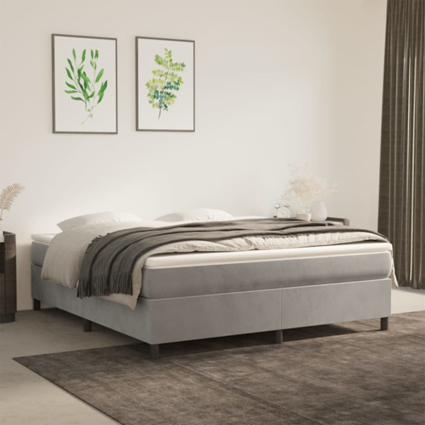 Boxspring-sängram ljusgrå 160x200 cm sammet
