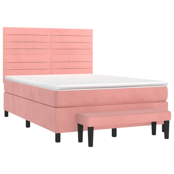 Ramsäng med madrass rosa 140x190 cm sammet