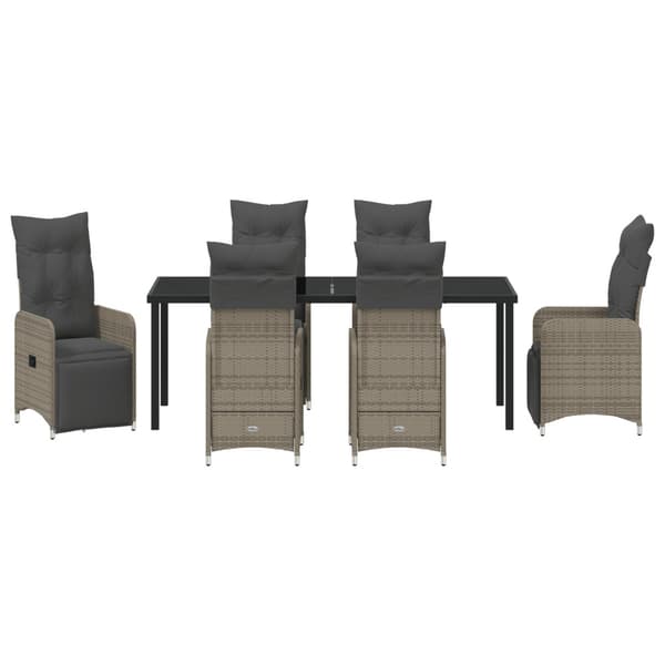 Trädgårdsmöbelset 7 pcs Grå konstrotting