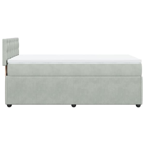 Ramsäng med madrass ljusgrå 100x200 cm sammet
