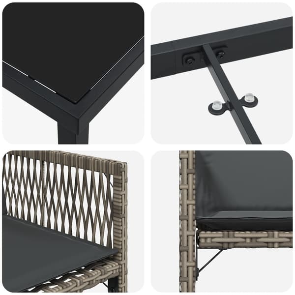 Trädgårdsmöbelset 9 pcs Grå konstrotting
