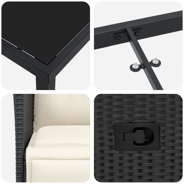Trädgårdsmöbelset med kudde 7 pcs Svart konstrotting