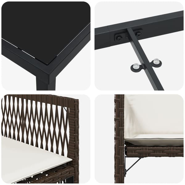 Trädgårdsmöbelset 9 pcs Brun konstrotting