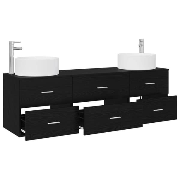 Badrumsmöbelset 3 st Svart 49,5 x 44,5 x 65,5 cm