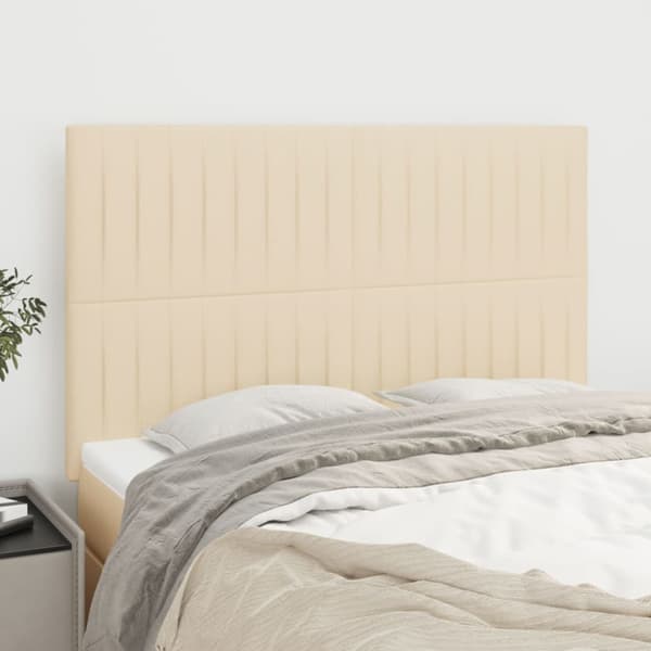 Sänggavel creme 144x5x118/128 cm tyg