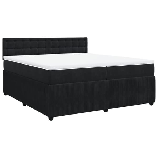 Ramsäng med madrass svart 200x200 cm sammet