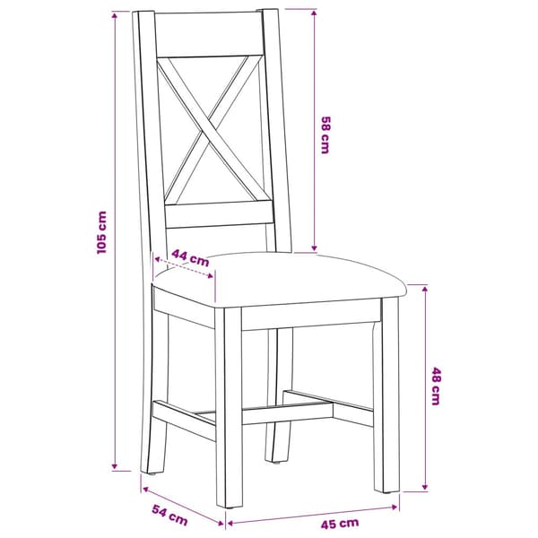 Matstol 2 pcs Massivt Ekträ Grå 45 x 54 x 105 cm
