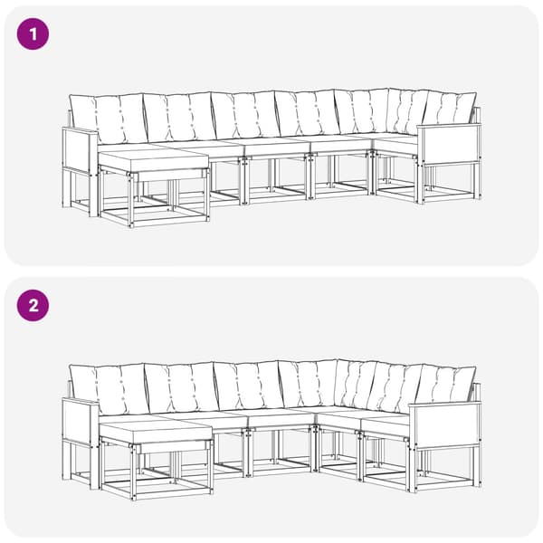 Utomhussoffset med kudde 7 pcs Naturlig och Grädde