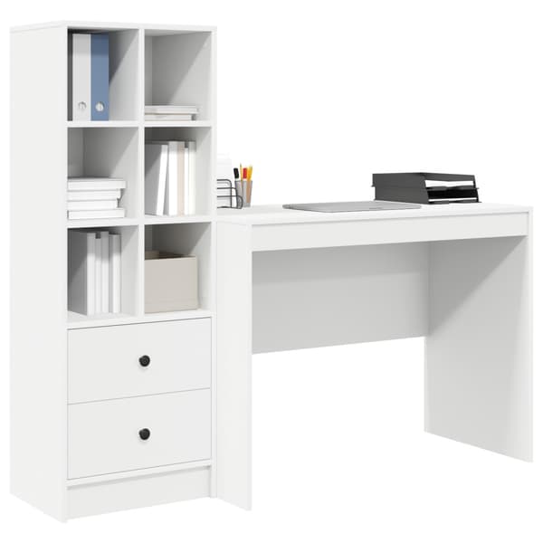 Skrivbord med låda 2 pcs Vit