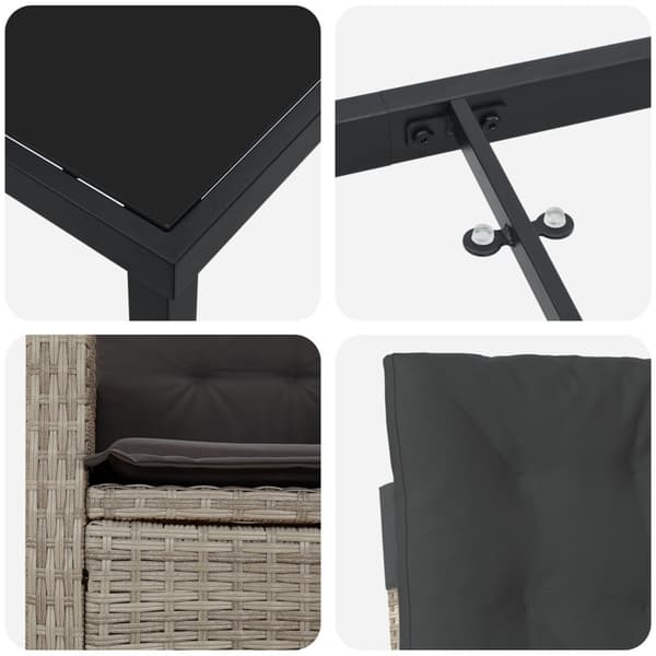 Trädgårdsmöbelset med kudde 3 pcs Ljusgrå konstrotting