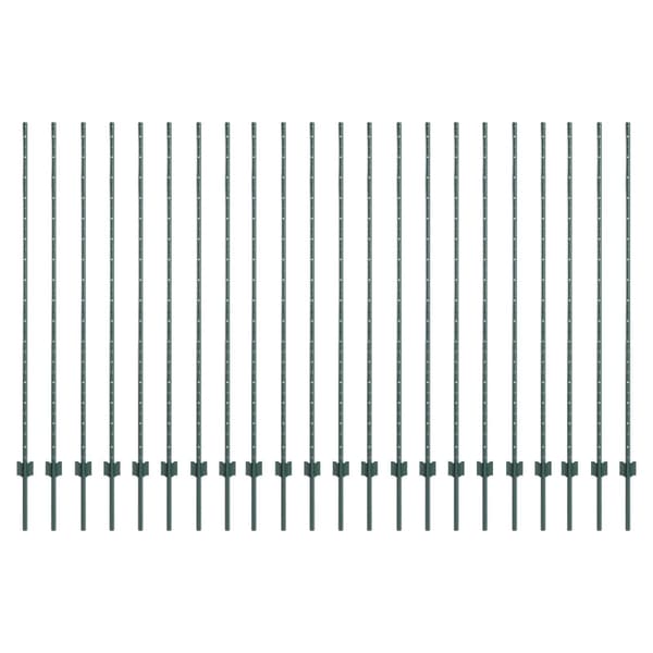 Stängselstolpe 22 pcs Grön 200 cm Stål
