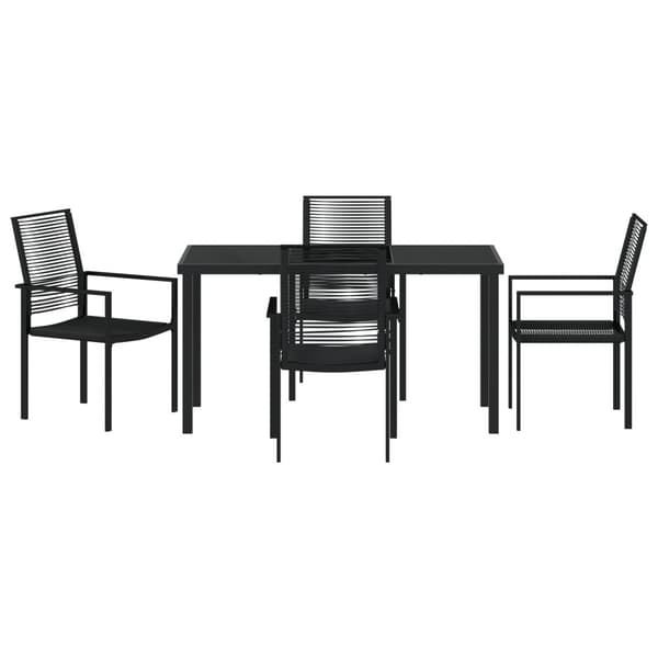 Trädgårdsmöbelset 5 pcs Svart Pulverlackerat stål