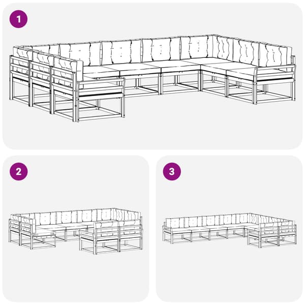Utomhussoffset med kudde 9 pcs Vit och grädde