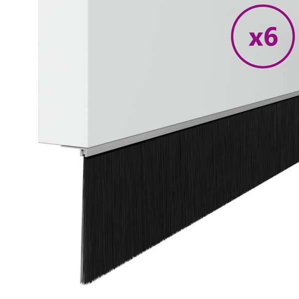 Självhäftande dörrborstlist 6 pcs Silver 100 cm