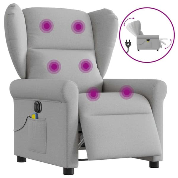 Elektrisk massagefåtölj molngrå tyg
