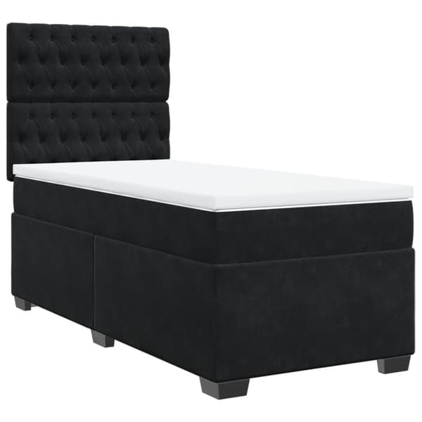 Ramsäng med madrass svart 90x190 cm sammet