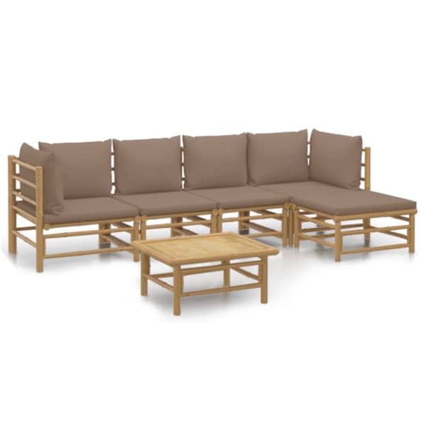 Loungegrupp 6 delar taupe dynor bambu