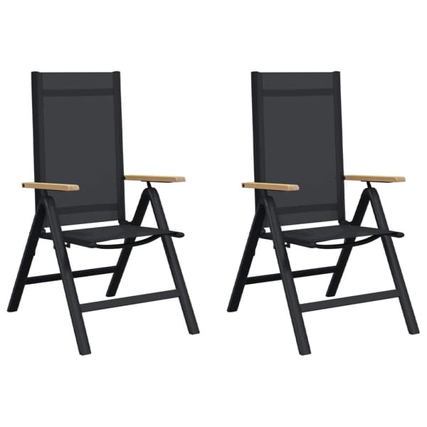 Fällbara trädgårdsstolar 2 pcs Svart 58 x 73 x 111,5 cm