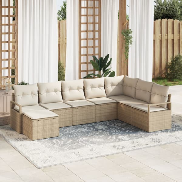 Soffset med kudde 8 pcs Beige konstrotting