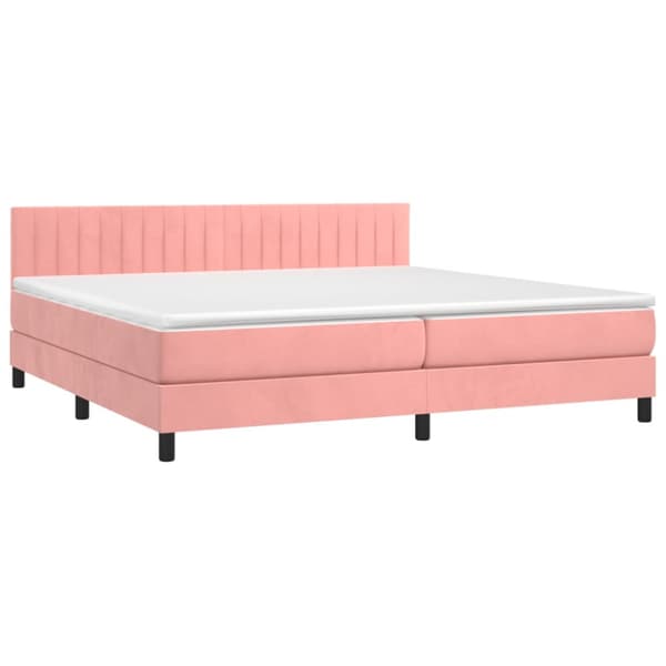 Ramsäng med madrass & LED rosa 200x200 cm sammet