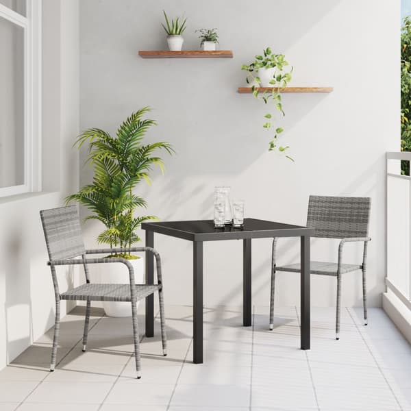 Trädgårdsmöbelset med kudde 3 pcs Grå konstrotting