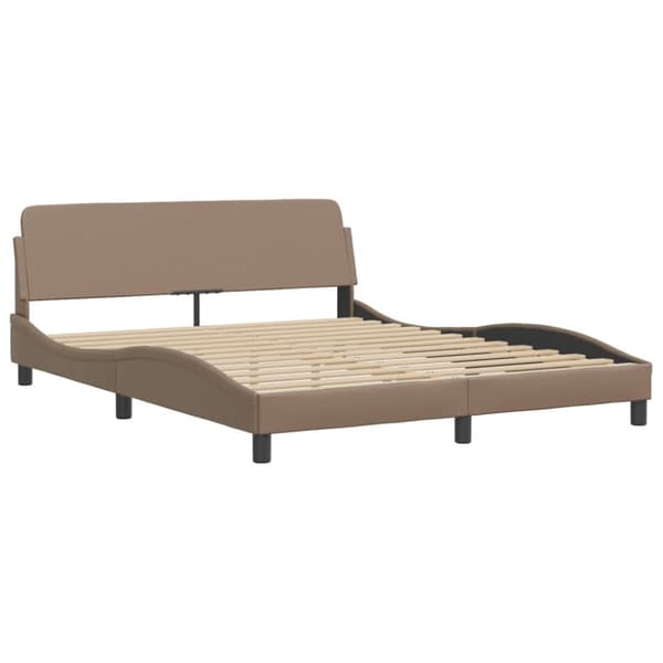 Bed Frame with LED without Mattress "Zadar" Cappuccino 160x200 cm