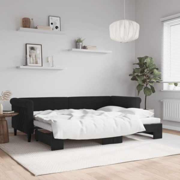 Dagbädd utdragbar svart 80x200 cm sammet