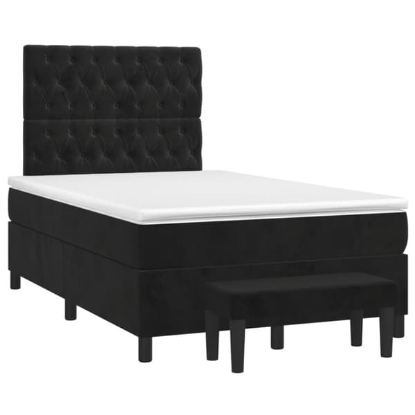 Ramsäng med madrass svart 120x190 cm sammet