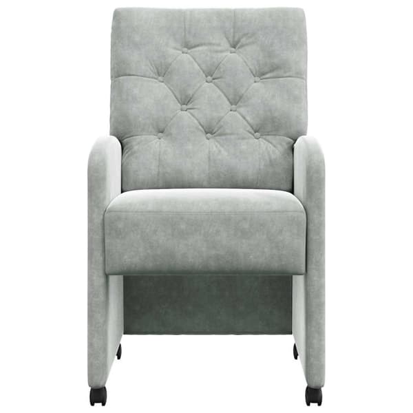 Matstolar med hjul 2 pcs Ljusgrå 58 x 67 x 97 cm Sammet