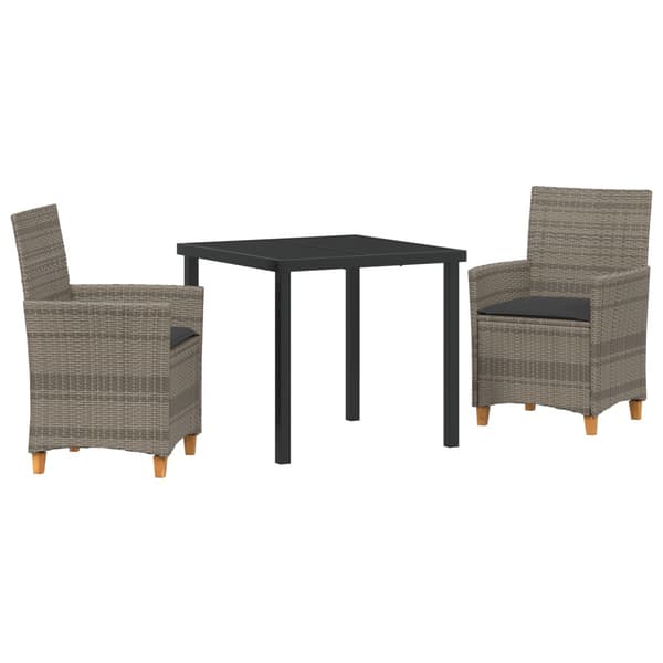 Trädgårdsmöbelset 3 pcs Grå konstrotting