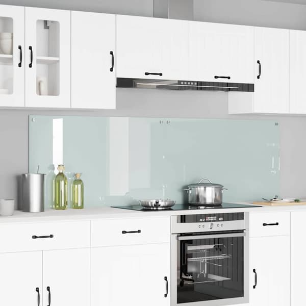 Köksskydd 2 pcs Vit 100 x 60 cm härdat glas