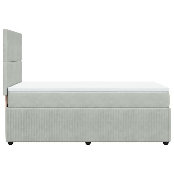 Ramsäng med madrass ljusgrå 100x200 cm sammet