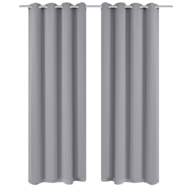 Mörkläggningsgardiner med metallringar 2 st 135 x 245 cm grå