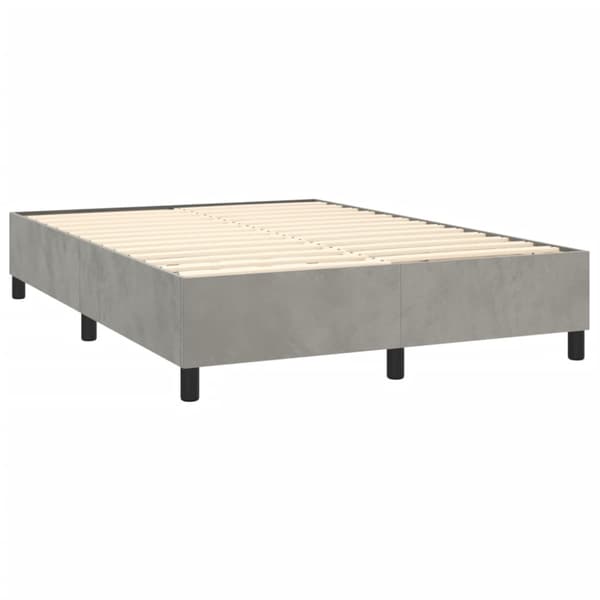 Ramsäng med madrass & LED ljusgrå 140x200 cm sammet