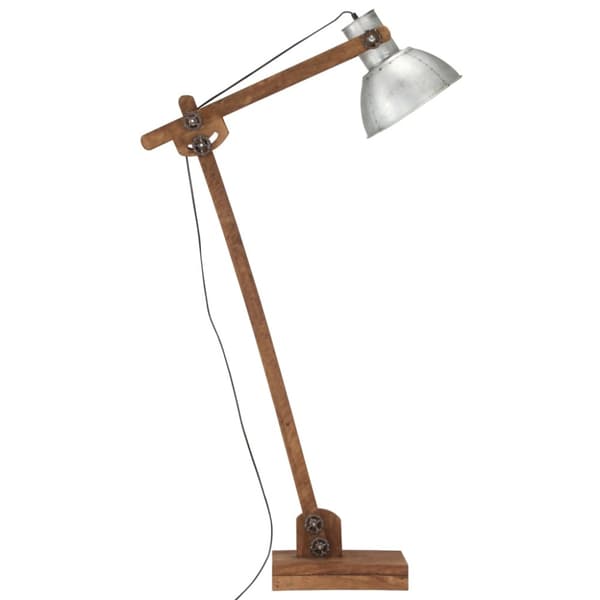 Golvlampa silver massivt mangoträ E27