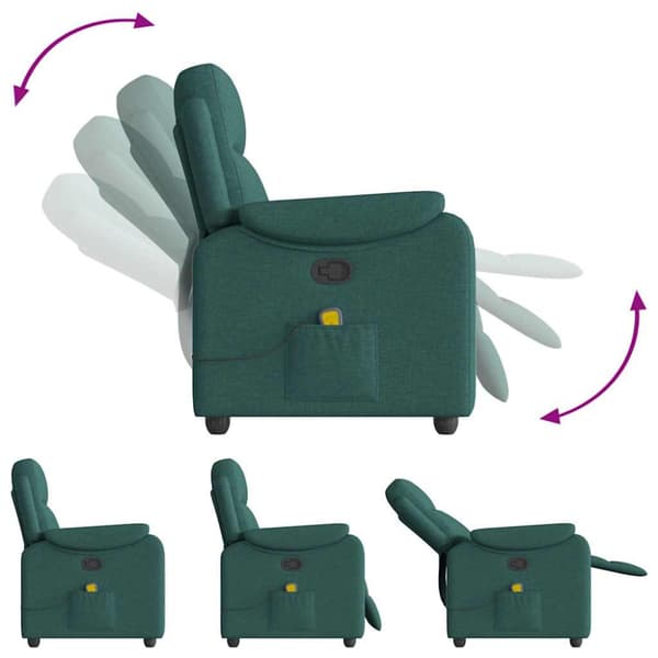Massagefåtölj mörkgrön tyg