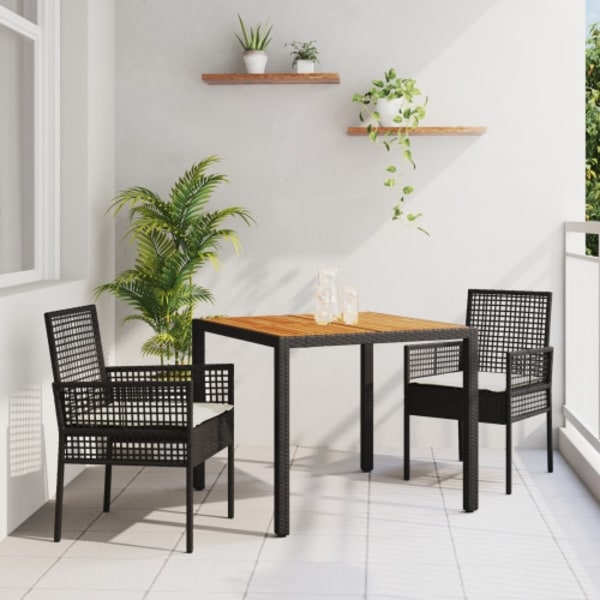 Matsalsmöbelset Set av 3 Svart Trä Hållbart Terrassutrustning