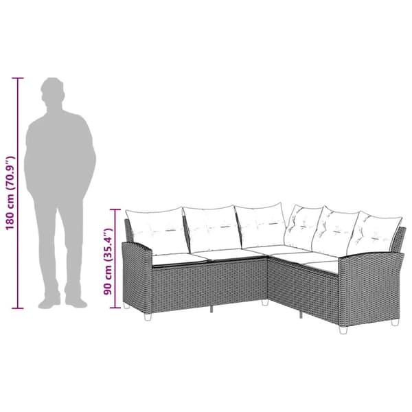 L-formad soffsoffa med kuddar svart konstrotting