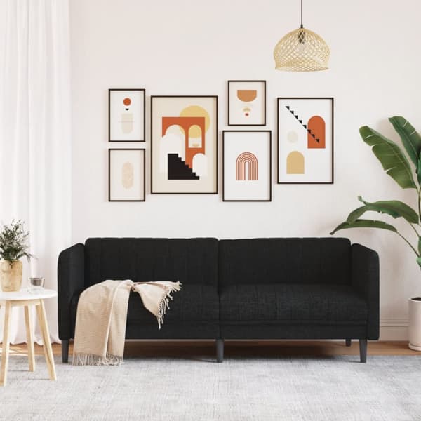 Soffa 3-sits svart tyg