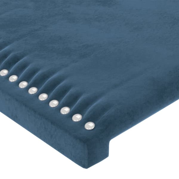 Sänggavel mörkblå 100x5x118/128 cm sammet
