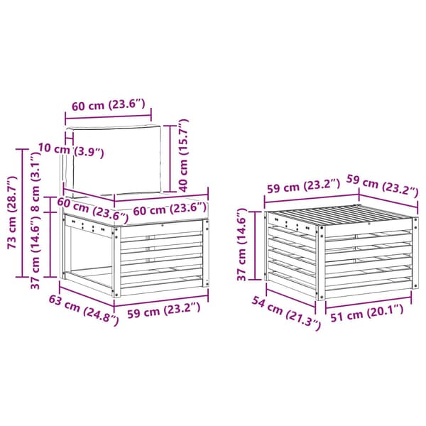 Soffgrupper 9 pcs Vit och antracit 59 x 59 x 37 cm Polyester