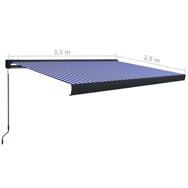 Markis manuell 350x250 cm blå och vit